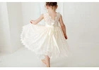 Ivory Boho Flower Girl Dress Lauren, Lace Rustic Tulle Wedding Dress for Girls