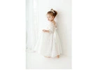White Paisley Boho Flower Girl Dress, Rustic Lace Tulle Wedding Dress for Girls