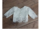 White Lace Flower Girl Top, Two Piece Wedding Top Only, Romantic Fringe Lace with Covered Buttons