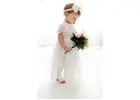 Boho Girls Lace Flower Girl Dress, Romantic Baby Christening Gown, Elegant Baptism Dress forBabyGirl