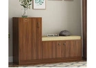 Caspian Engineered Wood Shoe Rack with Seat – Smart Storage Meets Contemporary Design