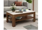 Stylish Beach Coffee Table with Frosty White Top (Exotic Teak Finish)