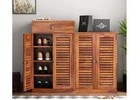 Augur Solid Sheesham Wood Shoe Rack – Timeless Storage in Warm Honey Finish