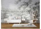 Embrace the Wild: Grey Jungle Mural for Your Living Space
