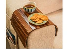 Bridger Premium Solid Wood Sofa Arm Tray/Dining Mat, Teak Finish