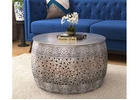 Sino Floral Engraved Metal Center Table: Ornate Elegance Redefined