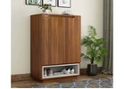 Hector | Modern Engineered Wood Shoe Cabinet with Frosty White Drawers