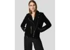 Buy Womens Gracie Black Suede Biker Jacket Online - NYC Leather Jakets