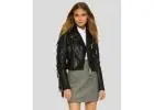 Buy Women Miray Black Biker Fringes Jacket Online - NYC Leather Jakets