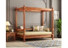 Classic Allure Poster Diwan Bed in Warm Honey Finish