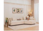 Wooden Street Float Premium Fabric L-Shape Sectional Sofa with Movable Tray Table