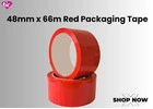 48mm x 66m Red Packaging Tape | Strong Red Packing Tape UK