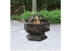 Classic Outdoor Wood Fire Pit with Flame Design & Safety Mesh